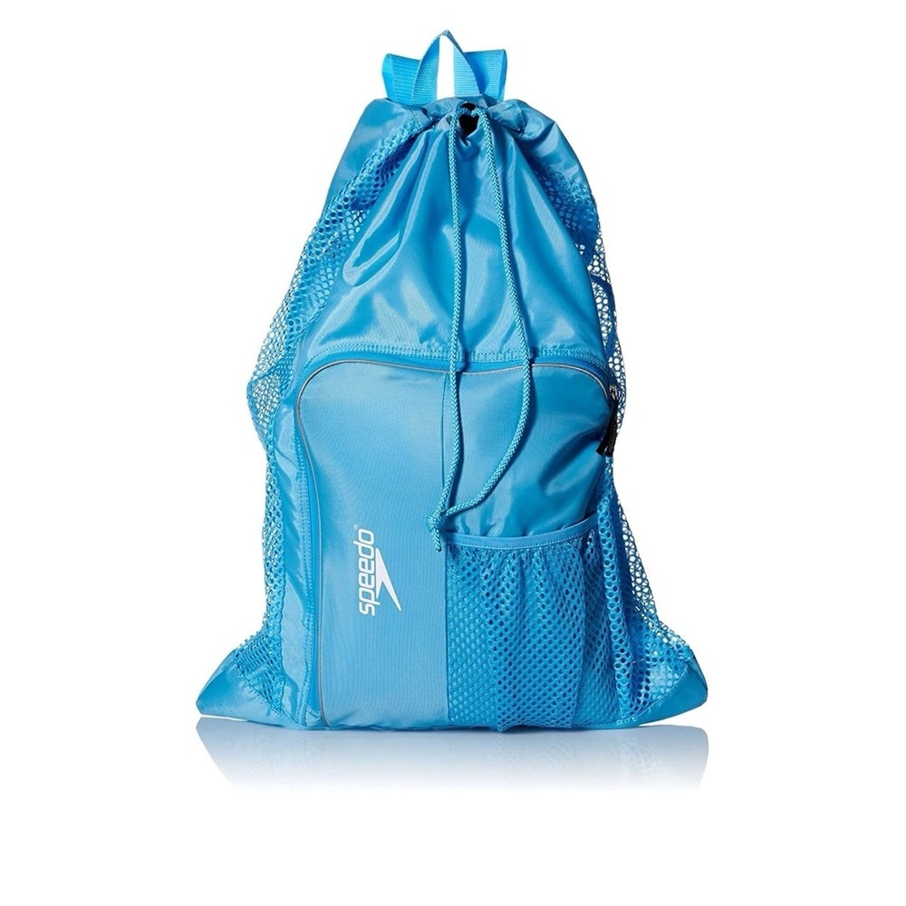 Speedo Deluxe Ventilator Mesh Bag Blue Drawstring Swim Backpack Sporty NWT